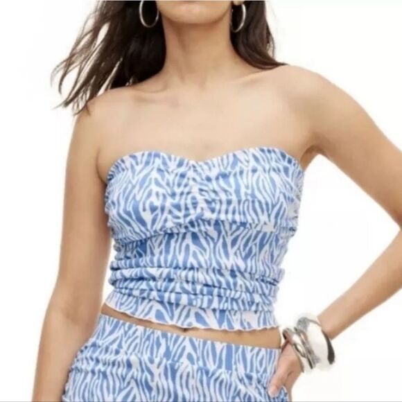 DVF -1511 x Target NWT Sea Twig Blue and White Tube Top‎ Camisole Blouse Size 1X - Picture 1 of 10
